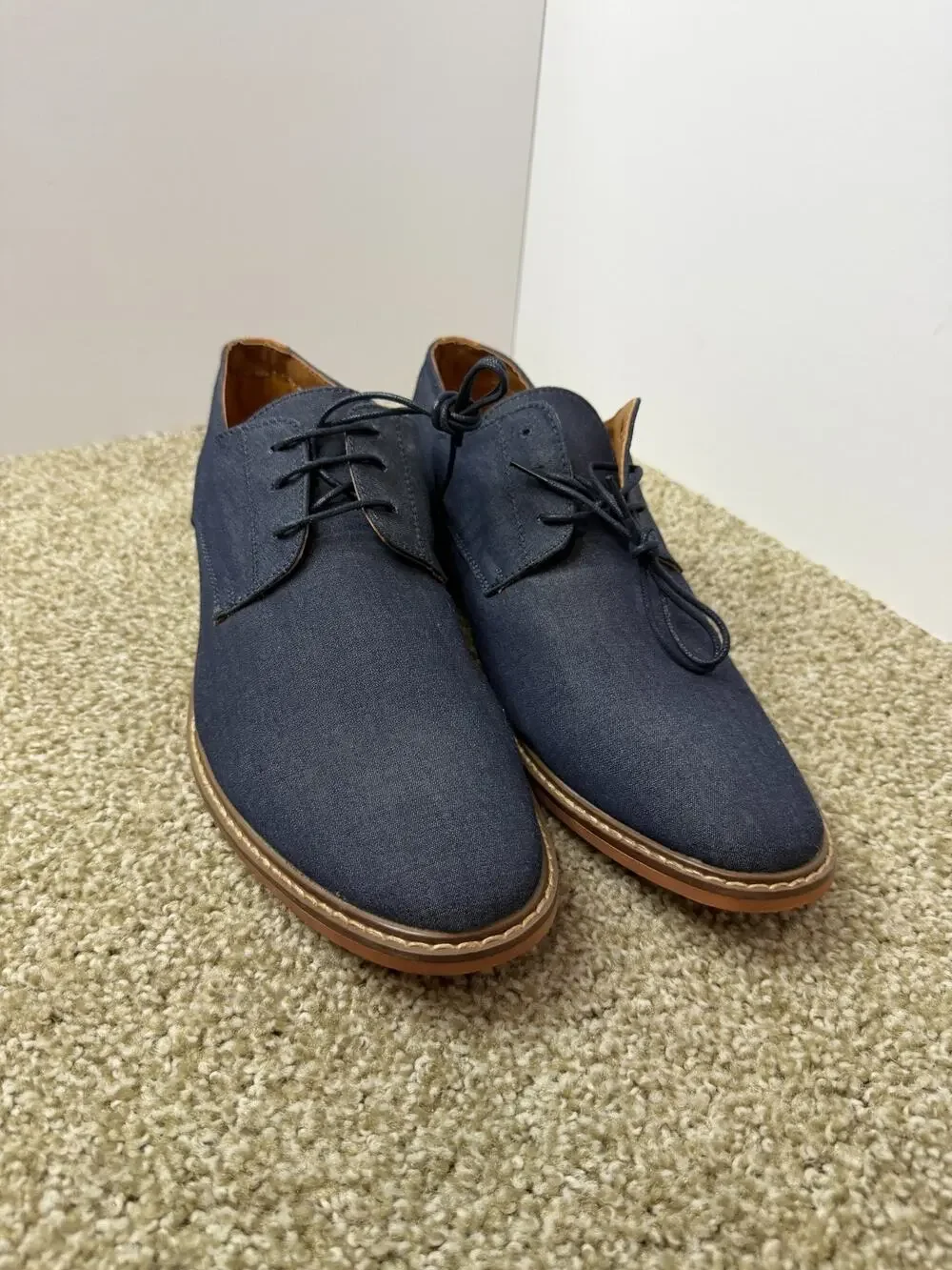 J75 Primo Shoes Mens Size 12 Blue Denim Lace Up Dress Casual Oxford Sneakers